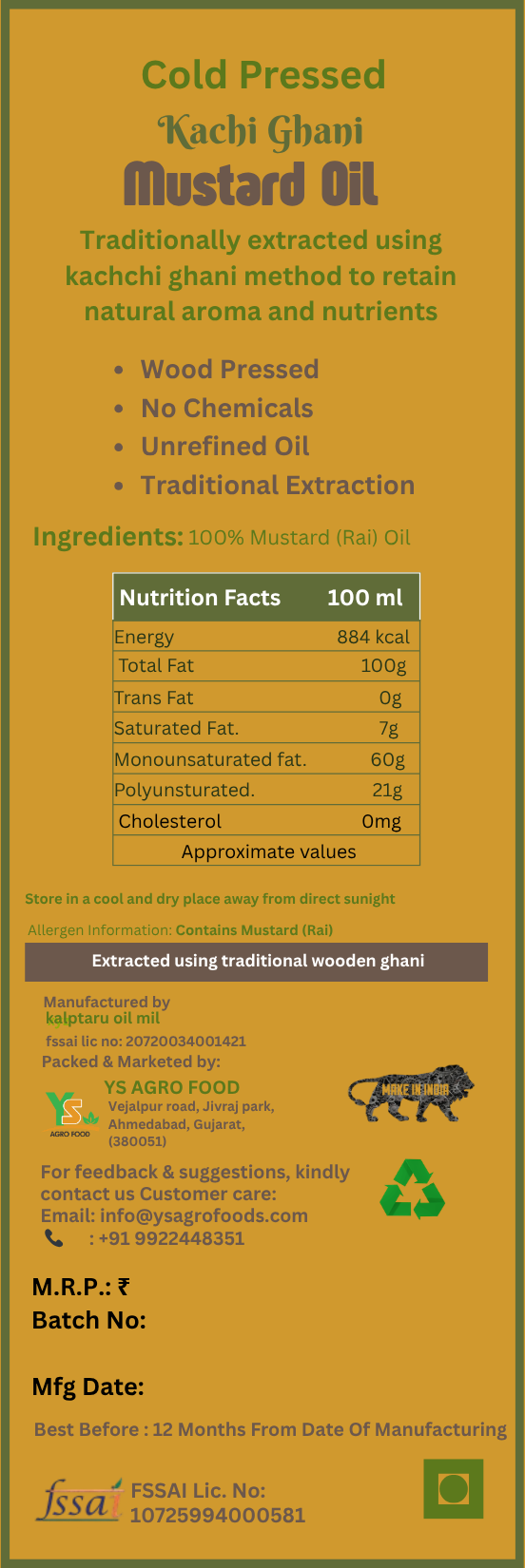 Organic Cold Pressed Black Mustard Oil - Image 2